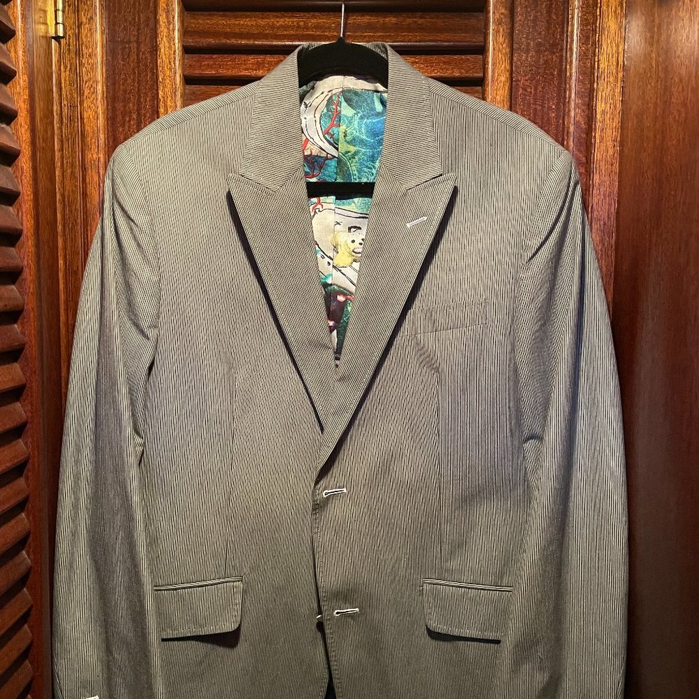 SOld! Robert Graham Gray and White striped Blazer (40)